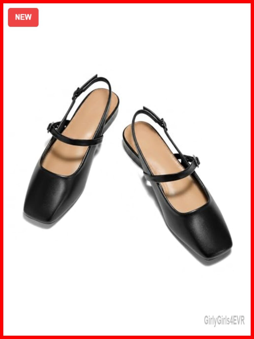 Lambskin Leather Slingback Mules Square Toe Slip On Flats Memory Insole